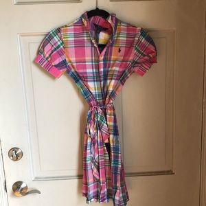 Dress multi color with pink background